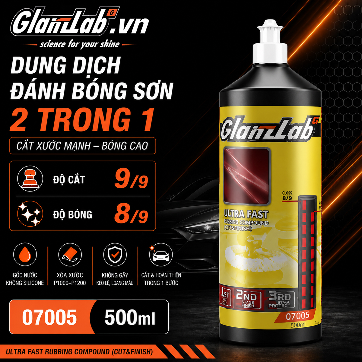 Dung Dịch Đánh Bóng Sơn 2 Bước Glanzlab 07005 (500ml) – Cắt & Hoàn Thiện Trong 1 Bước Dung Dịch Đánh Bóng Sơn 2 Bước Glanzlab 07005 (500ml) – Cắt & Hoàn Thiện Trong 1 Bước