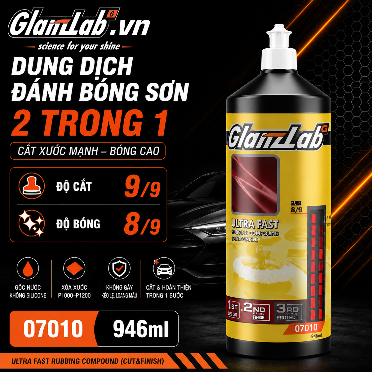 Dung Dịch Đánh Bóng Sơn Glanzlab 07010 (946ml) – 2in1 Cut & Finish, Cắt 9/9 Dung Dịch Đánh Bóng Sơn Glanzlab 07010 (946ml) – 2in1 Cut & Finish, Cắt 9/9