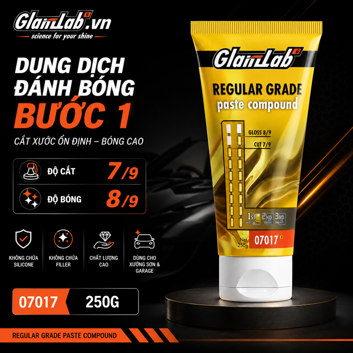 Dung Dịch Đánh Bóng Bước 1 Glanzlab 07017 – Cắt Xước Ổn Định, Bóng Cao (Regular Grade Paste Compound 250G) Dung Dịch Đánh Bóng Bước 1 Glanzlab 07017 – Cắt Xước Ổn Định, Bóng Cao (Regular Grade Paste Compound 250G)