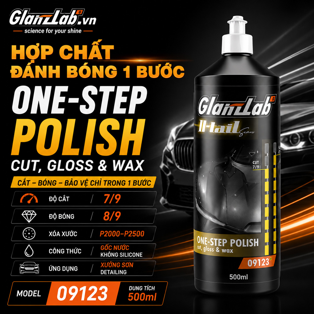 Hợp Chất Đánh Bóng 1 Bước GlanzLab One Step Polish 09123 (500ml) – Cắt, Bóng & Bảo Vệ Chỉ Trong Một Bước Hợp Chất Đánh Bóng 1 Bước GlanzLab One Step Polish 09123 (500ml) – Cắt, Bóng & Bảo Vệ Chỉ Trong Một Bước