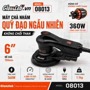 Máy Chà Nhám Quỹ Đạo Ngẫu Nhiên Không Chổi Than 6 Inch Glanzlab 360W Model 08013