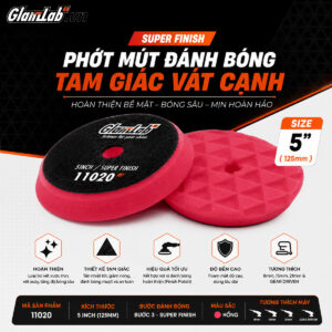Phớt Mút Đánh Bóng Tam Giác Vát Cạnh Bước 3 Glanzlab 5 Inch (11020) | Super Finish