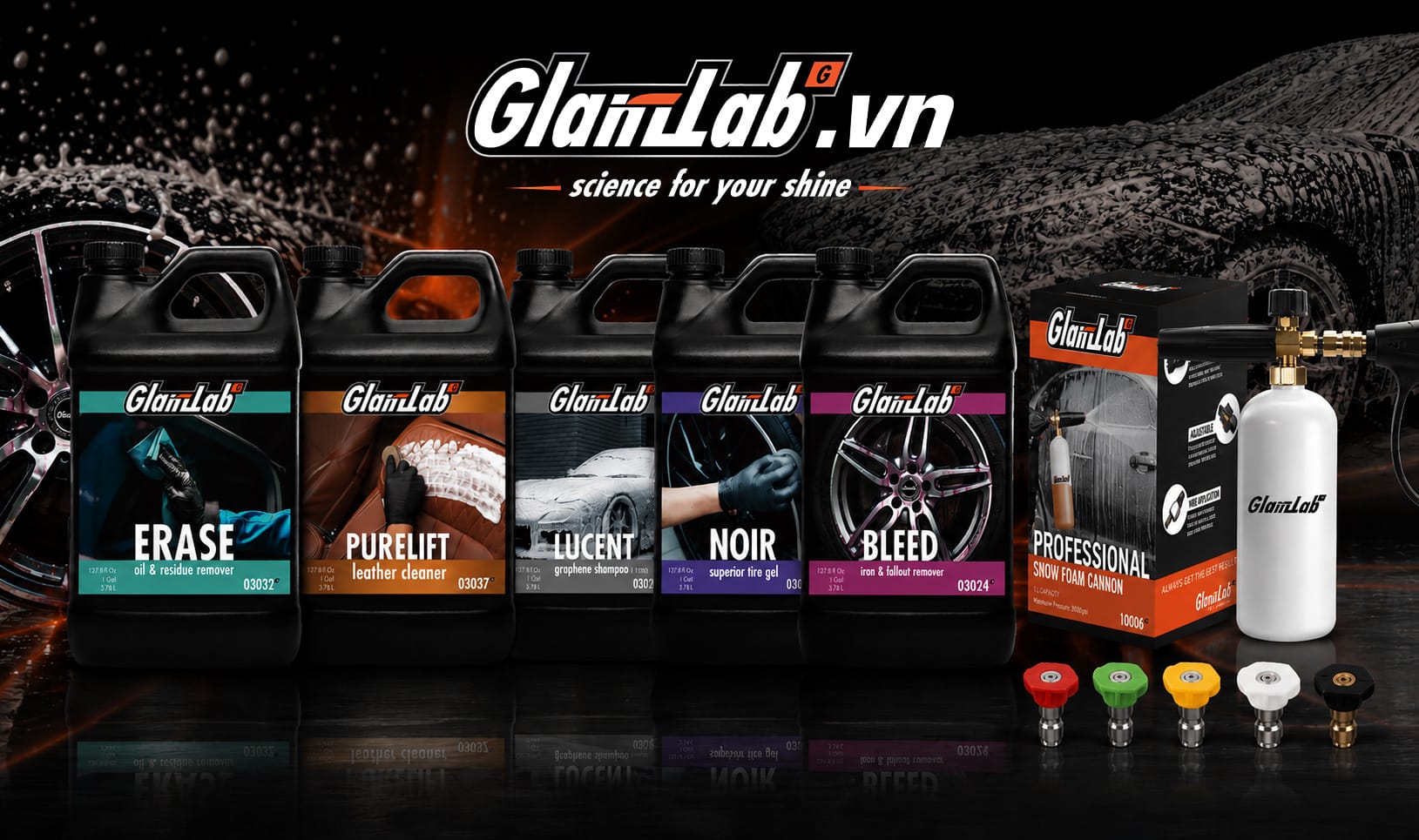 Dụng cụ và dung dịch vệ sinh bề mặt xe hơi chuyên dụng Glanzlab