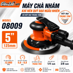 Máy Chà Nhám Khí Nén Quỹ Đạo Ngẫu Nhiên 5 Inch Glanzlab 08009 Có Hút Bụi Trung Tâm
